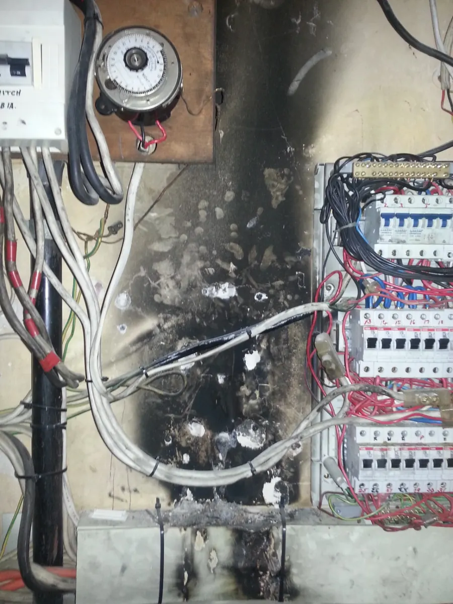 Electrical equipment with significant heat damage